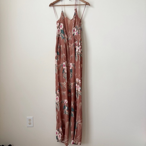 PAIGE Portland Floral Halter Jumpsuit Sz 6 NEW NWT Mocha Bisque - Picture 2 of 8